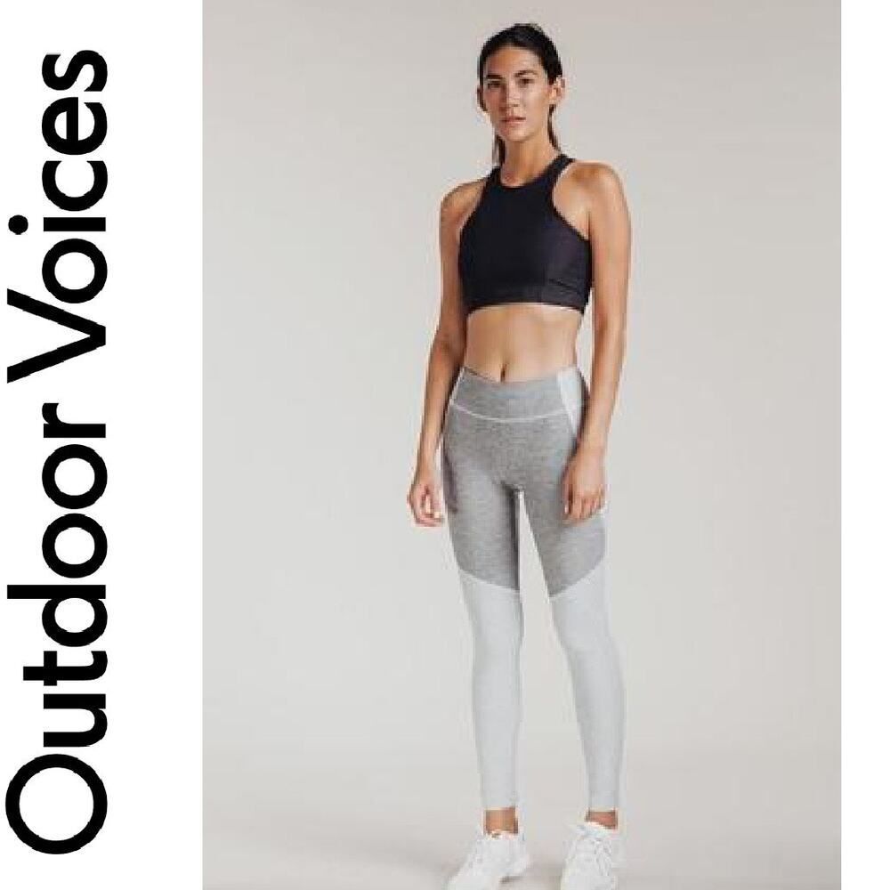 Outdoor voices ash dove two tone warm up leggings size small